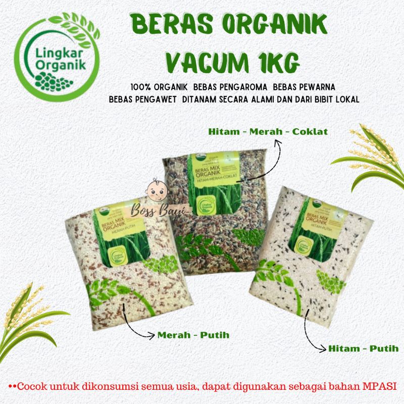 LINGKAR ORGANIK - BERAS Organik Vacum 1kg (Merah|PandanWangi|Mentik Putih|Hitam|Coklat PK)