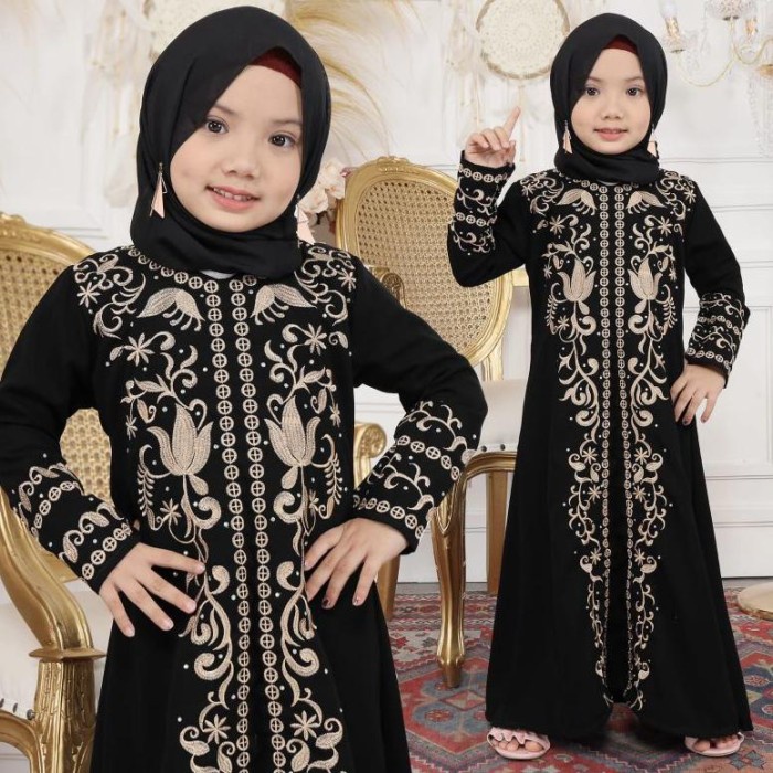 Gamis Best Seller Muza Abaya Anak Abaya Hitam Turkey Gg19 - ANAK 1227, S(L6V6) Gamis Abaya Turkey Ga