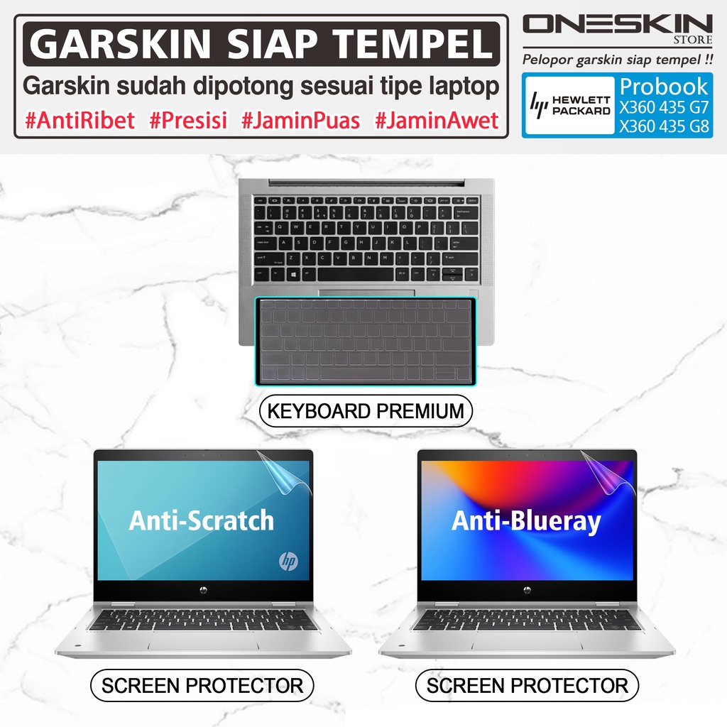 Garskin Sticker Laptop Pelindung Keyboard Screen Protector HP ProBook x360 435 G7 G8 Gambar Full Body Silikon Bening Warna Glossy Doff Anti Blueray