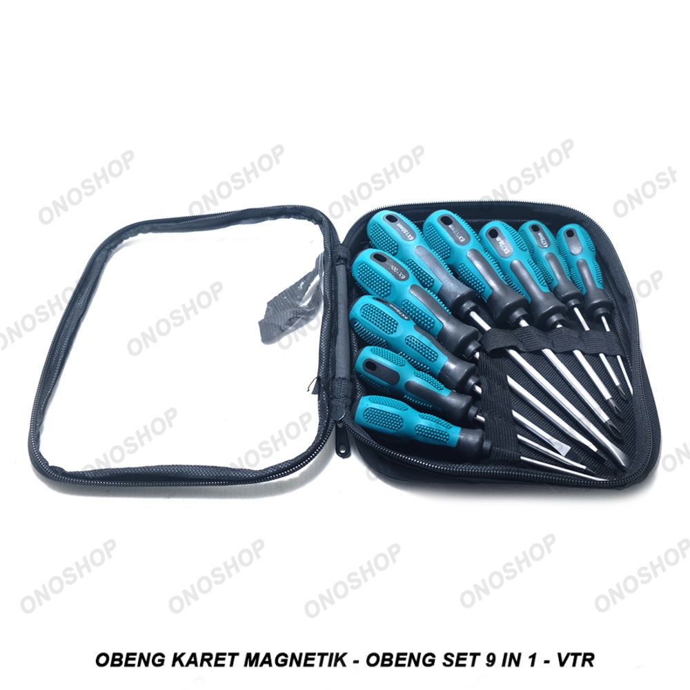 Obeng Set 9 in 1 - VTR - Obeng Karet Magnetik