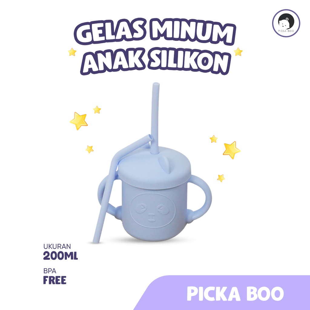 PICKA BOO Gelas Training Cup Bayi dan Gelas Snack Cemilan Anak Silikon Premium 2in1