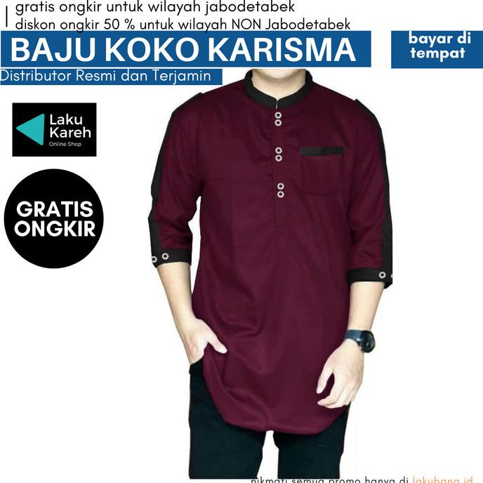 Sale PROMO Baju Koko Karisma - Baju Koko Muslim Lengan 3/4 /BAJU KOKO PRIA/BAJU KOKO DEWASA/BAJU KOK