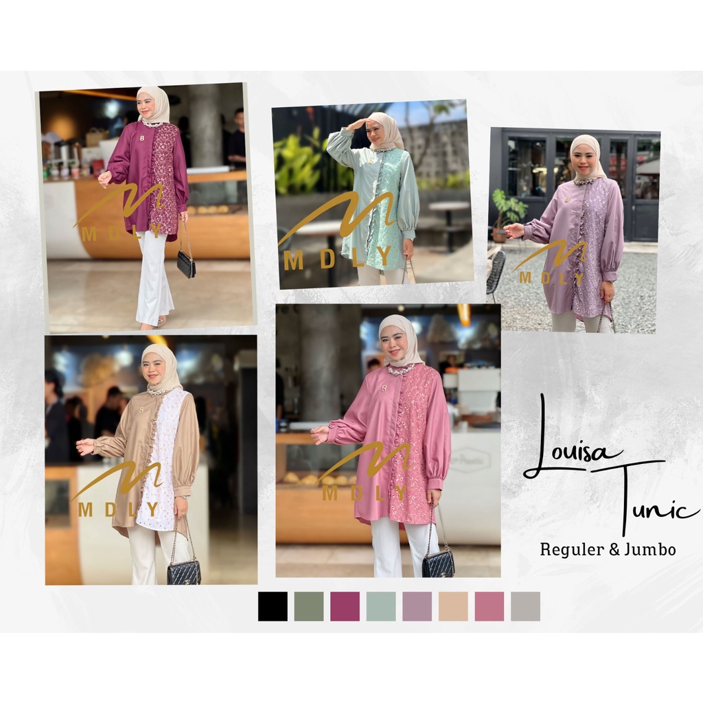 Fashion Muslim Terbaru Baju Atasan Wanita Lengan Panjang Baju Kasual Mdly Gold Tunik Tunic Louisa tu