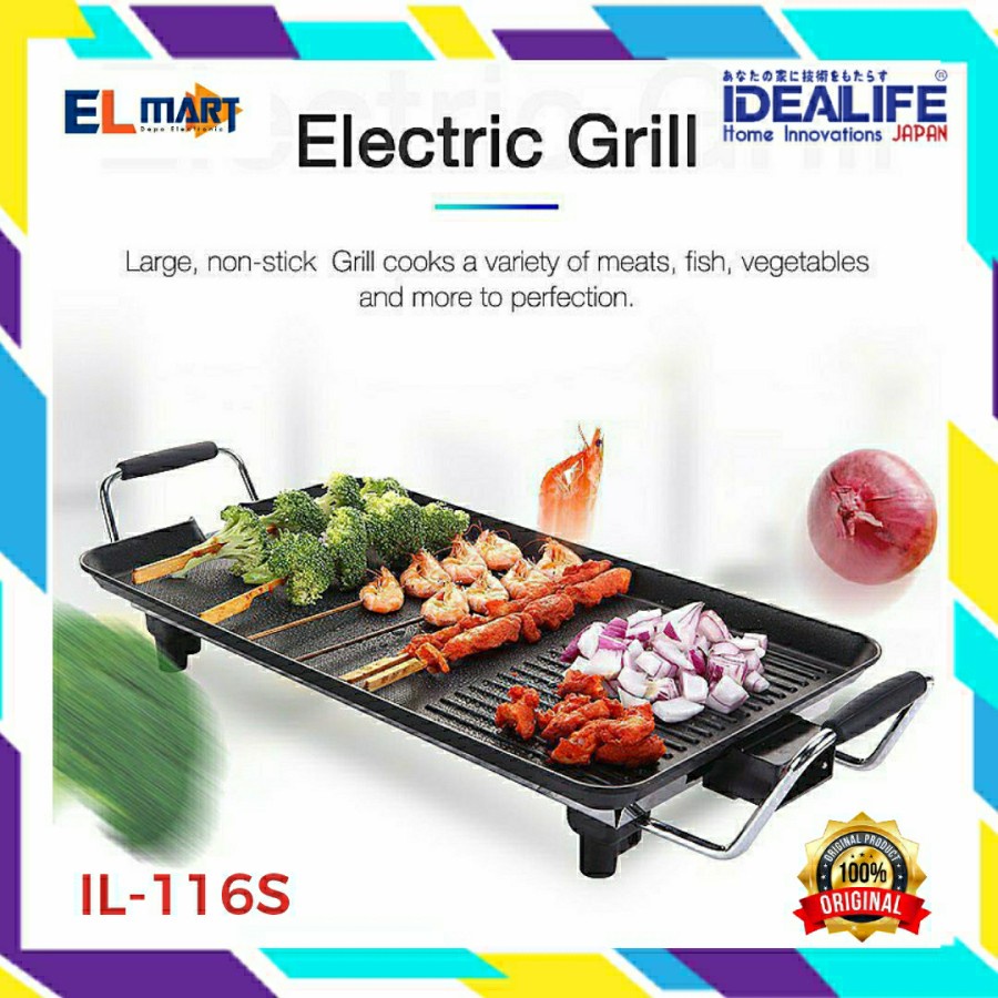 Multi Grill Pan Electric Idealife IL116S 116S Pemanggang BBQ listrik