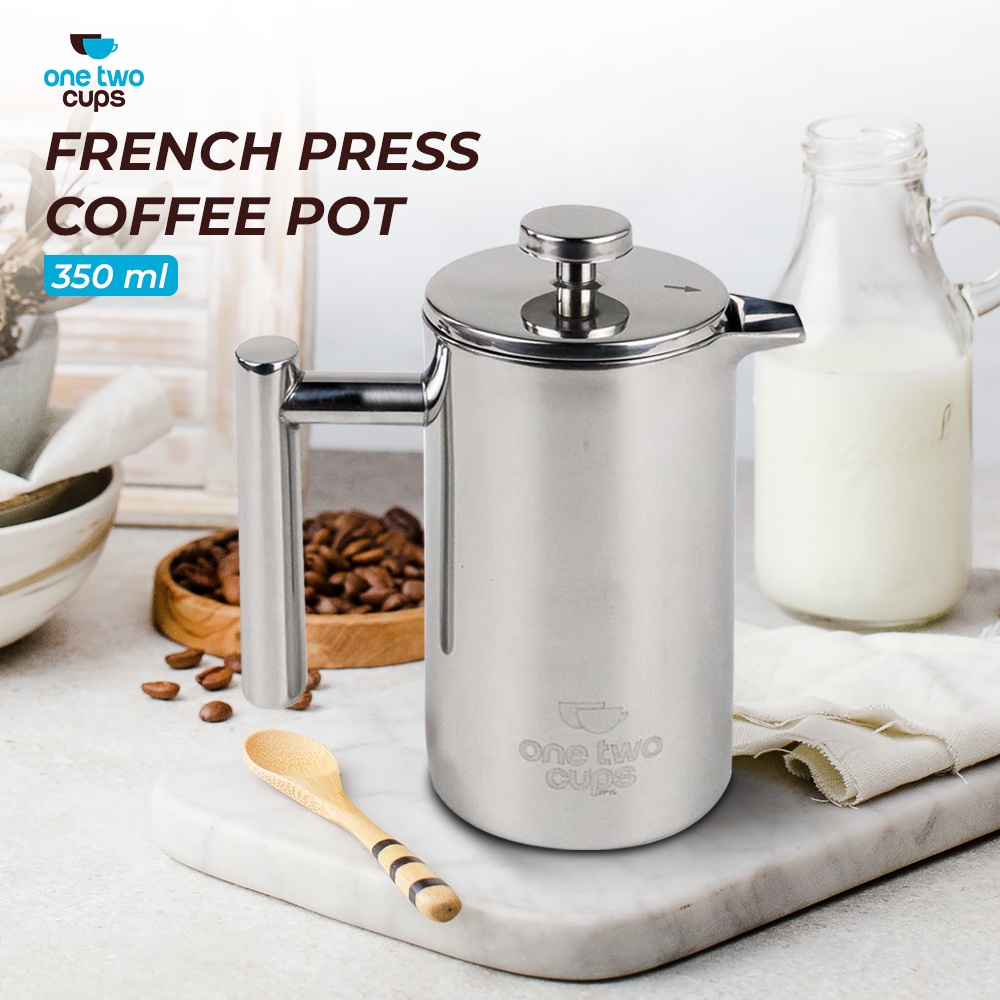 French Press Coffee Maker Pot Stainless Steel 350ml - FP1L - 7RHZ6ISV Silver