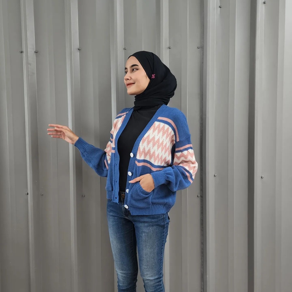 [CYC | COD] Outwear Cindy Zigzag Outer | Rajut Cardigan Wanita Trendy Murah