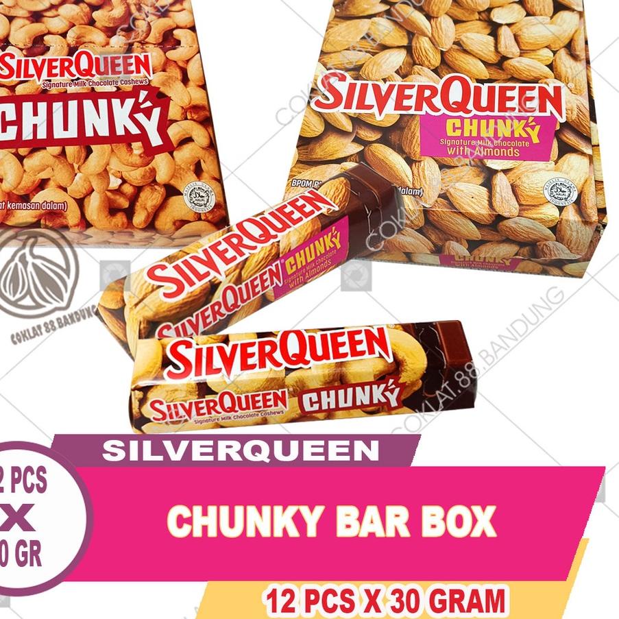 

★ SILVERQUEEN Chunky Bar 30 gr Isi 12 pcs Box Coklat - Cokelat SIlver Queen ChunkyBar Isi 12 Batang X 30gr Almond Chungky Bar Cashew Mete ♟