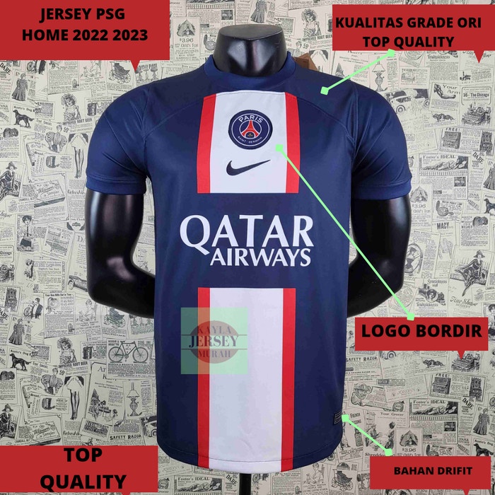 jersey  SETELAN JERSEY BOLA PSG HOME 2022 2023 GRADE ORI TOP QUALITY - JERSEY SAJA, XL(E3G7) Terlari