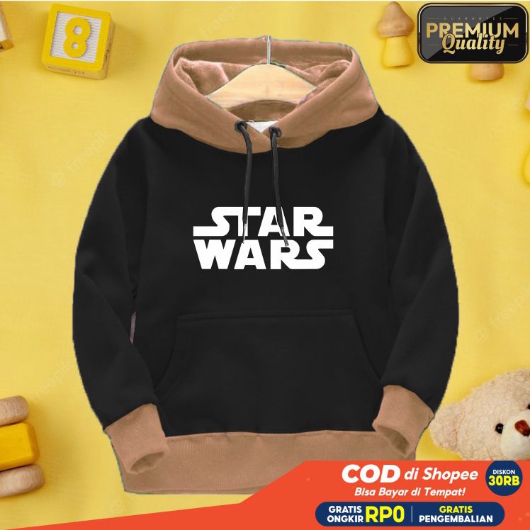 STAR WARS Jaket Distro Sweater Hoodie anak Laki-laki perempuan LOGO FLEECE TEBAL