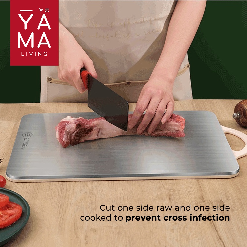 YAMA FUZI 2in1 Stainless Steel 304 Premium Cutting Chopping Board Talenan 2 Sisi Anti Bakteri Jamur Higienis