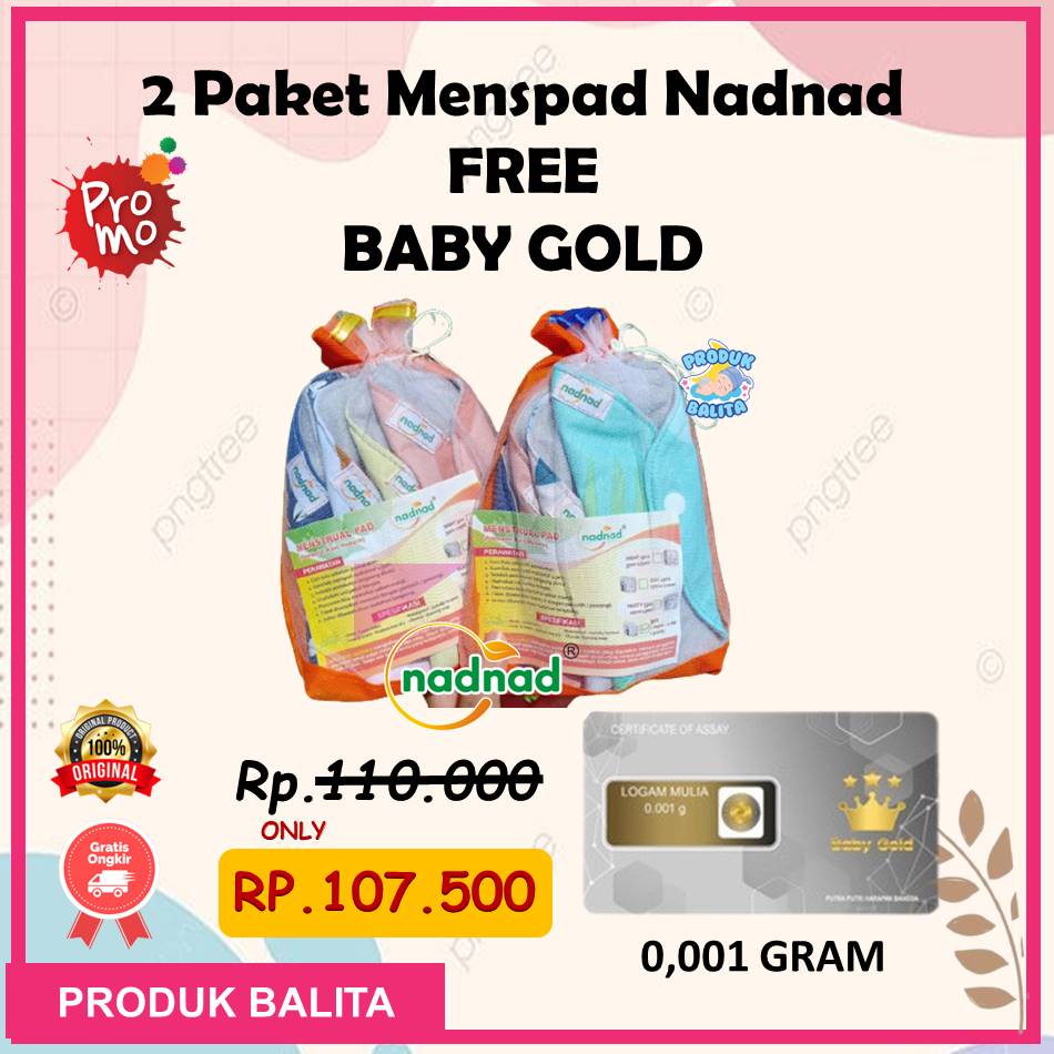 2 Paket  Menspad Nadnad Free Bonus Baby Gold Pembalut Kain Cuci Ulang MurahTerlarsi