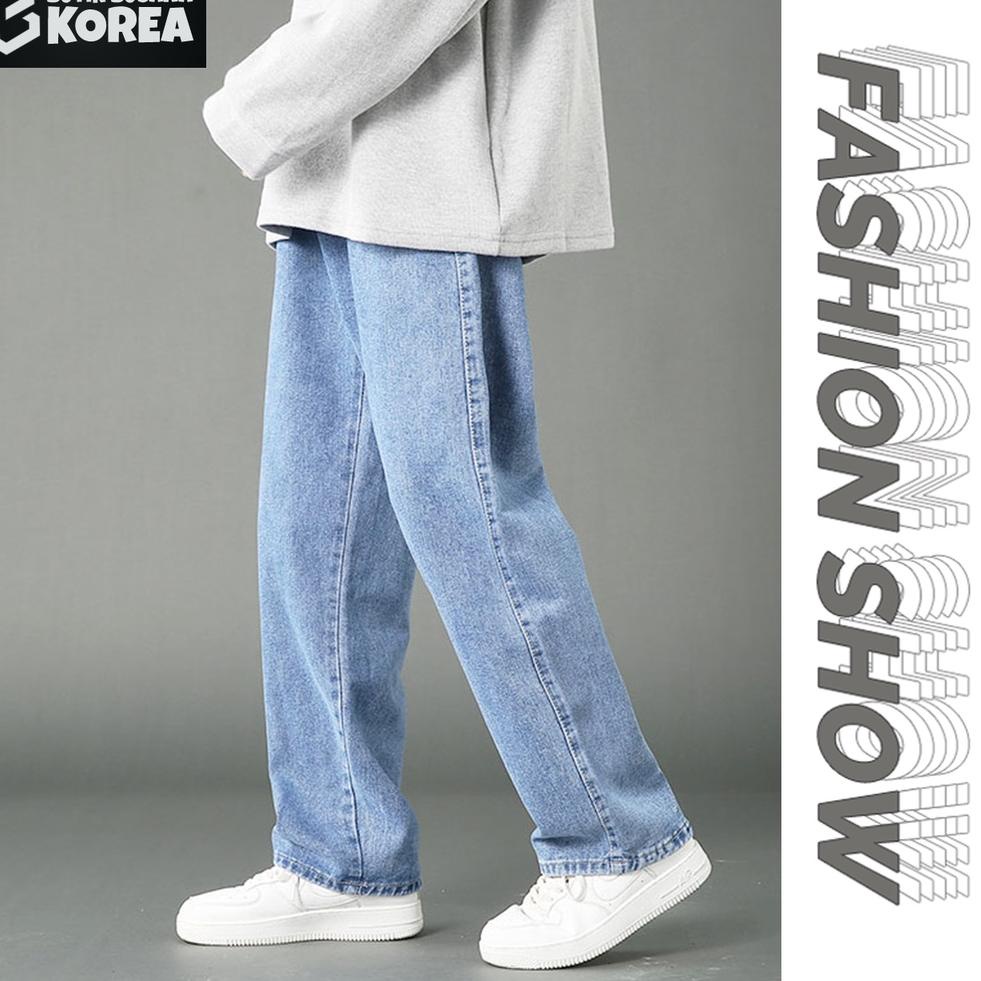 SIAP KIRIM Celana jeans pria Jeans korean style pria blue straight loose jeans celana panjang 2023 b