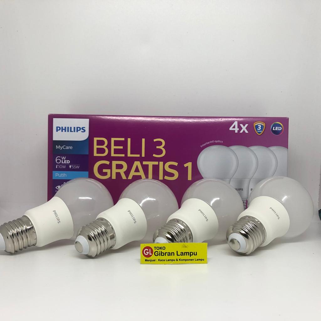 Paket Lampu LED Philips MyCare Paket 6w 8w 10w 12w Promo Beli 3 Gratis 1 - LED A Bulb Bohlam Philips