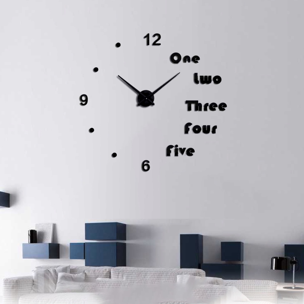 Taffware Jam Dinding Besar DIY Giant Clock Underline dan Angka - JM-09 - Black