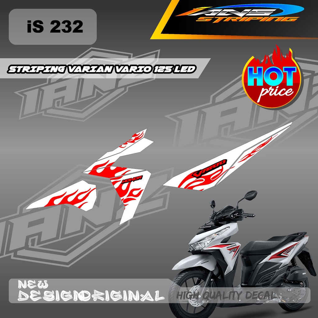 NEW STRIPING DECAL VARIO 125 LED KONSEP TRIBAL API / STIKER HONDA VARIO 125 LED BERBAHAN TIDAK MUDAH PUDAR / STIKER KERETA HONDA VARIO CUSTOM IS232