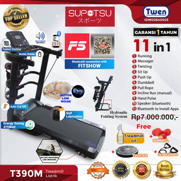 Treadmill Elektrik Twen T390M / Treadmill Multifungsi / Treadmil