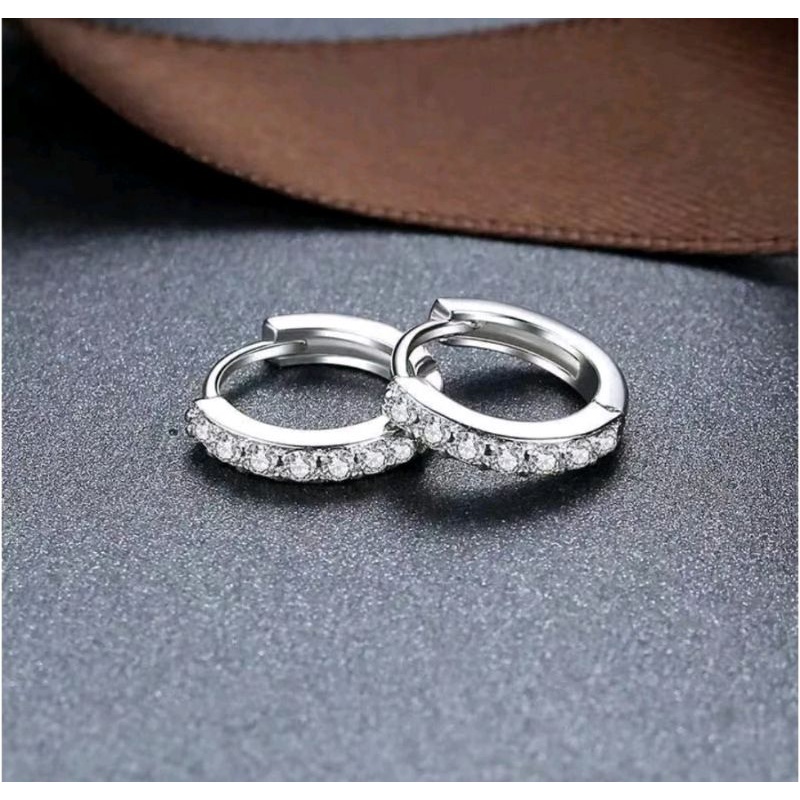 Anting Jepit Titanium Anting Clip Silver Wanita Dewasa Anti Luntur