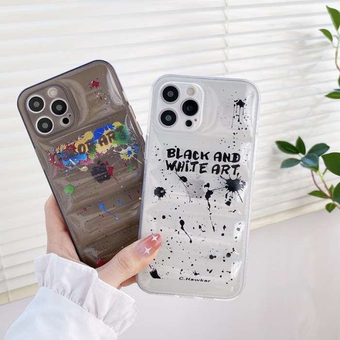 WV931 Casing soft case Transparan Motif Jaket down jacket Untuk iPhone