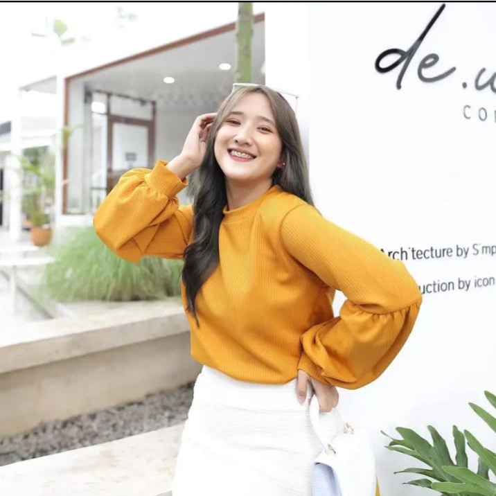 BLOUSE LENGAN BALON WANITA LENGAN PANJANG  BAJU MUSLIM WANITA TERBARU ATASAN WANITA TERBARU