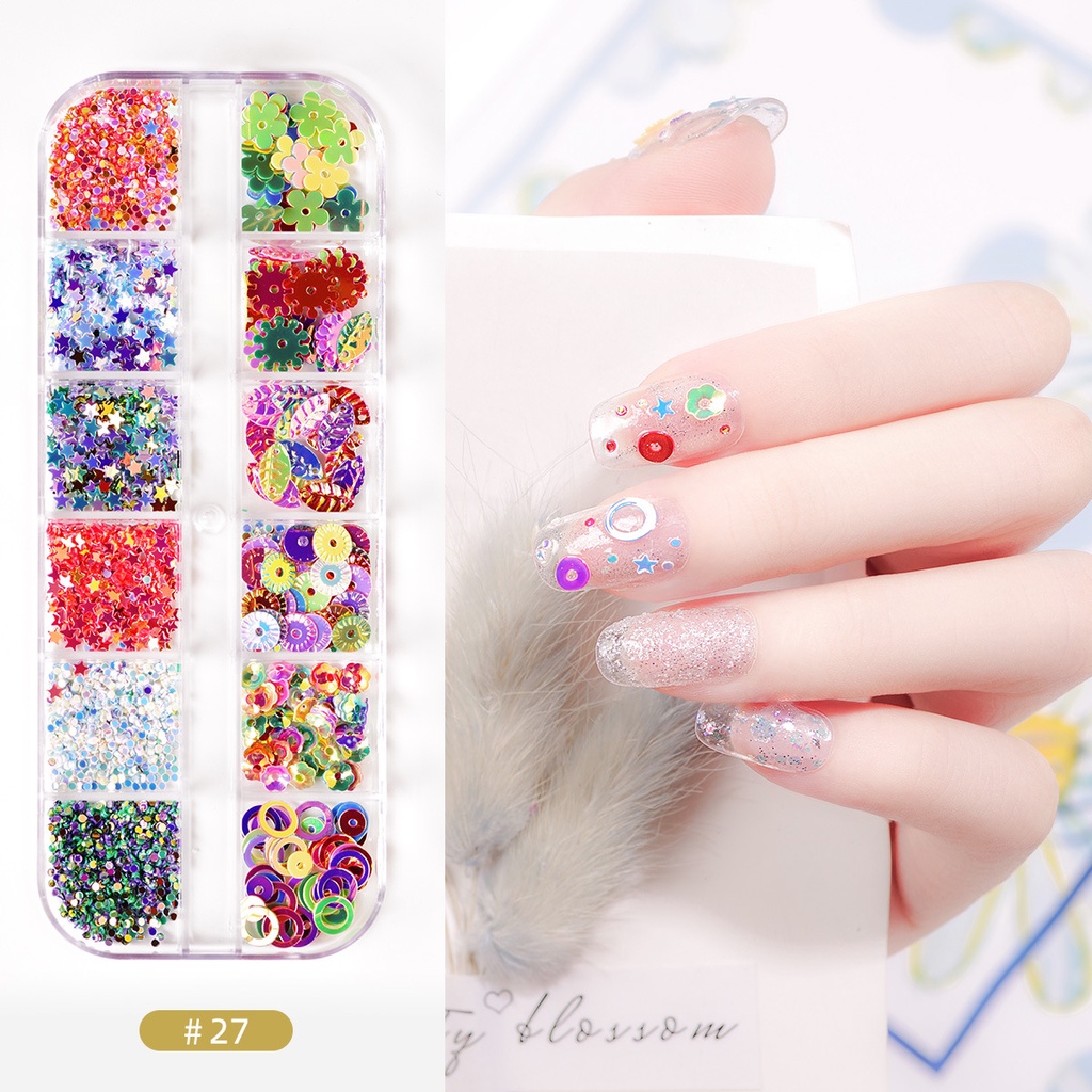 【 COD 】12KOLOM Nail Whell Nail Art/Hiasan Kuku 3d Nail Art Diamond Aksesoris Nail Art 3d Diamond