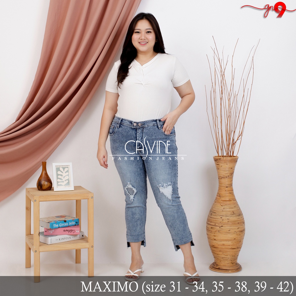 CASVINEJEANS | Celana Jeans Wanita Cewek Walker Maximo Sobek Ripped Patch Bigsize Jumbo Mom Jeans