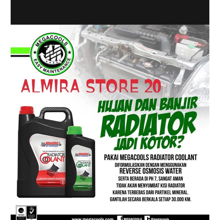 Air Coolant Radiator MEGACOOLS 5 Liter Untuk Motor Dan Mobil/Water Coolant Radiator MEGACOOLS 5 Lite