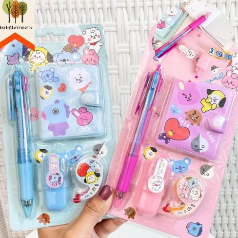 

Terbaru 9.9 Set Alat Tulis Mini BT21 BTS isi 4 Buku Kecil Pulpen Highlighter Mini Solatip Paket Murah Kado Unik Souvenir