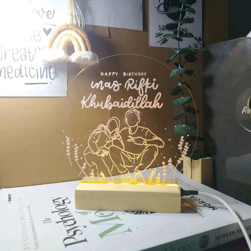 pca.lettering - akrilik lamp - kado - gift - lampu tidur estetik - wisuda - ulang tahun -  penikahan