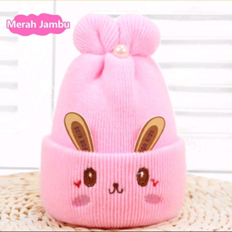 kupluk bayi bahan rajut lembut motof kelinci, baby hat topi bayi