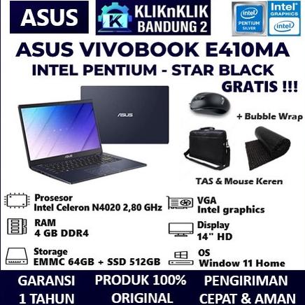LAPTOP ASUS VIVOBOOK E410MA N4020 4GB 64GB 256GB WIN10HOME STAR BLACK | PEACOCK BLUE | ROSE GOLD