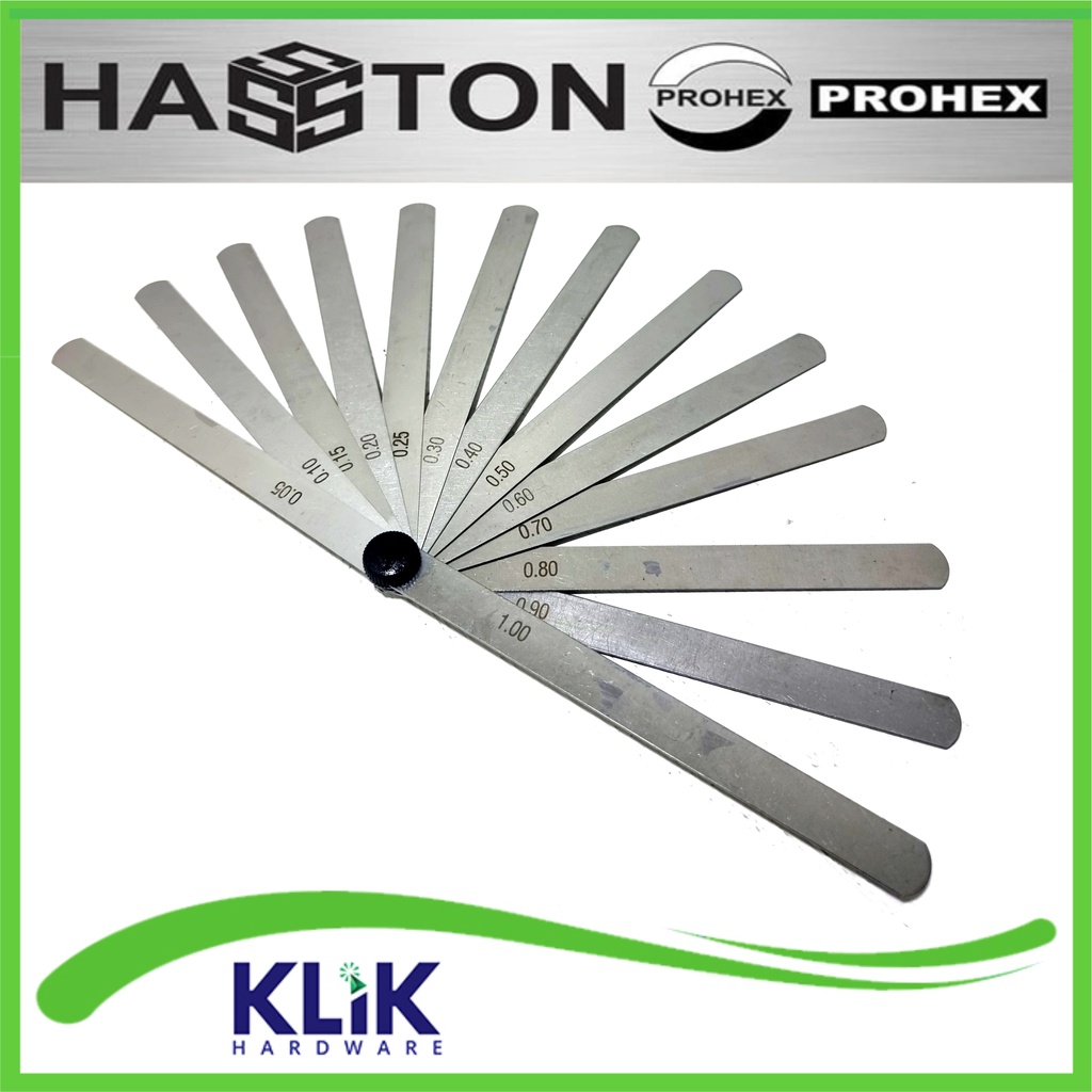 Hasston Prohex Stel Klep Fuller Blade 13 Pcs - Feeler Gauge 0.05 - 1.0 mm Panjang 15 cm