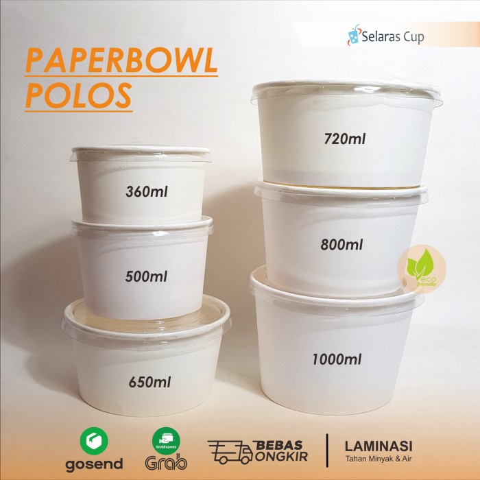 [Mangkok] Paper Bowl Polos Rice Bowl Mangkok Nasi Kertas Mangkok Catering Custom [Stok]