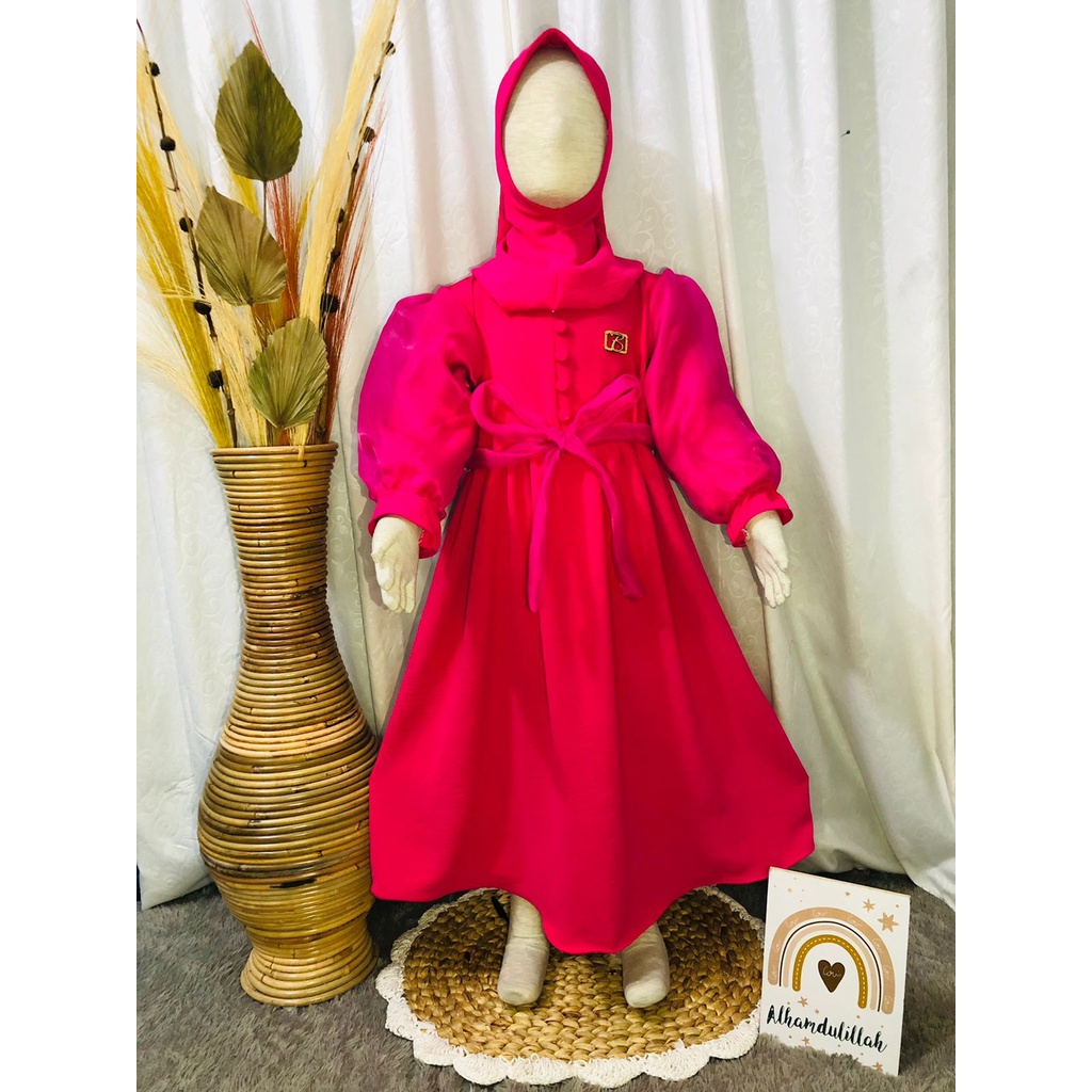 New ~ Gamis Anak Perempuan Crinkle Kids Usia 3-10 tahun // Azizah Organza Gamis Terbaru Kekinan // GAMIS Muslim Anak Usia 3-10 Tahun // Set DRESS FREE HIJAB AZIZAH Kid Gamis Anak Model Terbaru 2023 | FMS