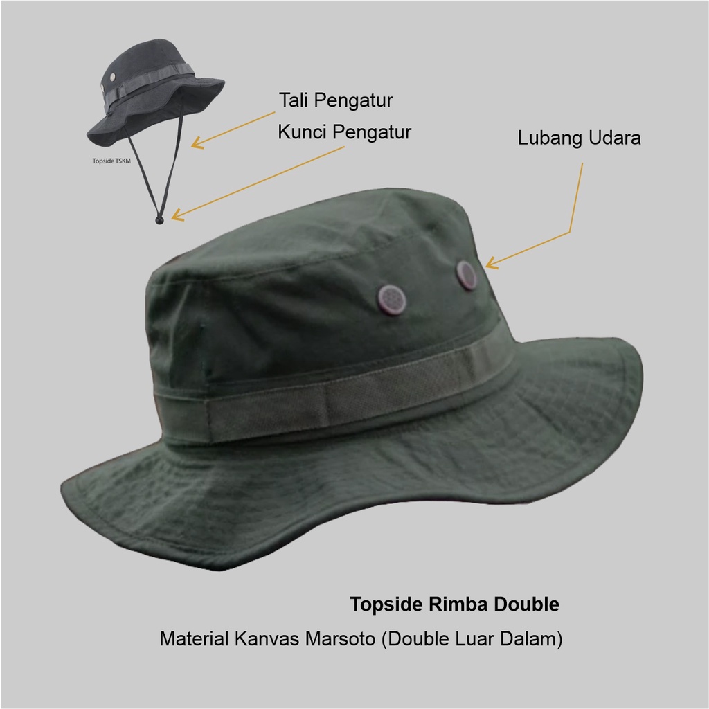 Topi Rimba Gunung Kanvas Polos Pria Wanita Topside