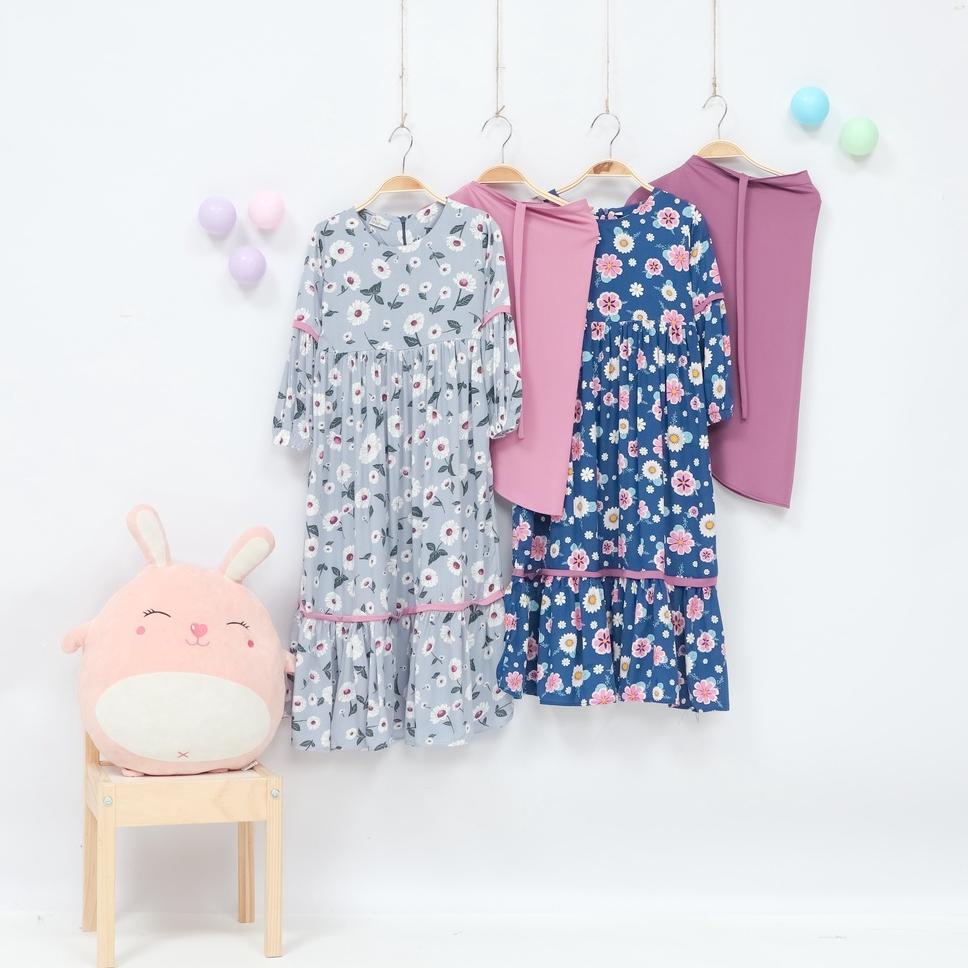 SUPER LARIS W39 Peachbello Set Gamis Anak Baju Muslim Gamis Rayon Home Dress Anak 4-8th ●