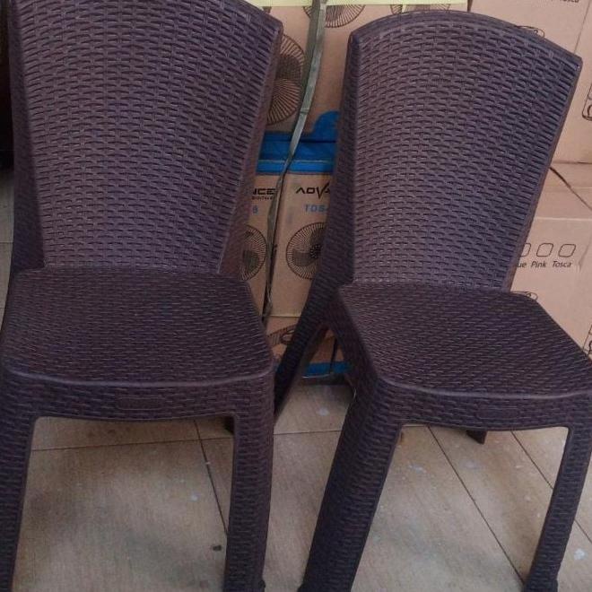 KURSI SENDER BANGKU SANDAR MOTIF ROTAN PLASTIK COKLAT TUA INSTANT