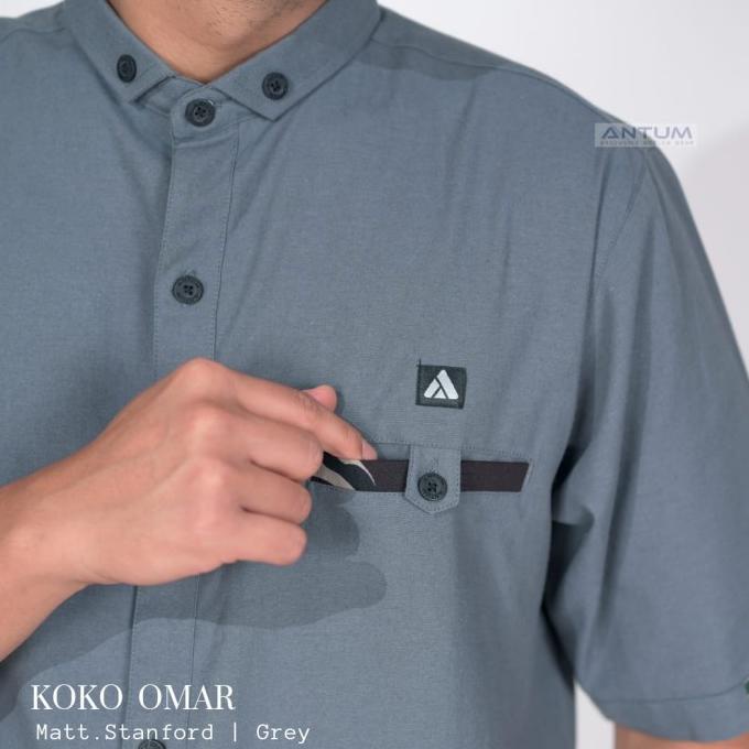 TERMURAH Koko Omar List Army by Antum Baju Muslim Atasan Pria Tangan Pendek /BAJU KOKO PRIA/BAJU KOK