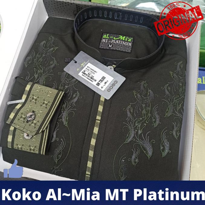 TERBARU Baju koko al mia MT Platinum Hijau 100% original lengan panjang ALMIA /BAJU KOKO PRIA/BAJU K