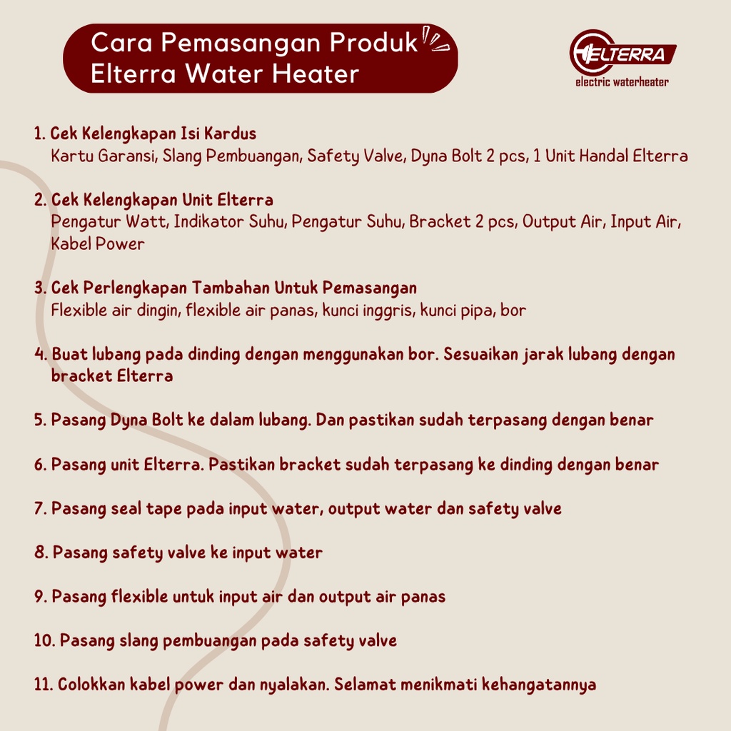 Pemanas air listrik untuk kamar mandi Handal elterra ET 30 liter hemat listrik