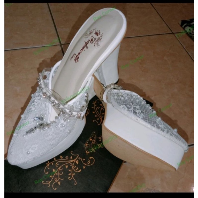 Rafaizoutfit Heels Diamond Sepatu Wanita Putih 10cm UK 36