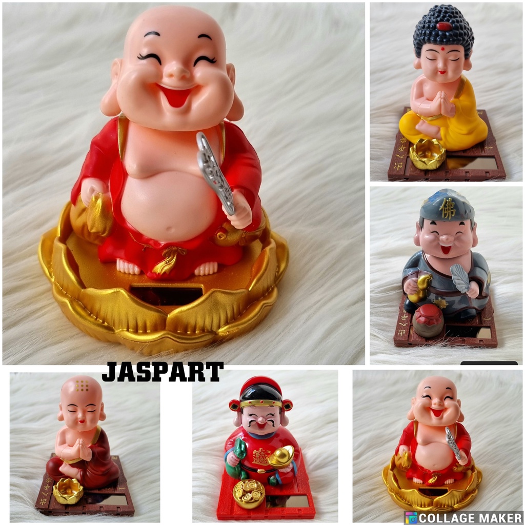 Boneka Pajangan Hiasan Kue Bobble Head Goyang Solar Dashboard Mobil Cake Top Buddha Budha