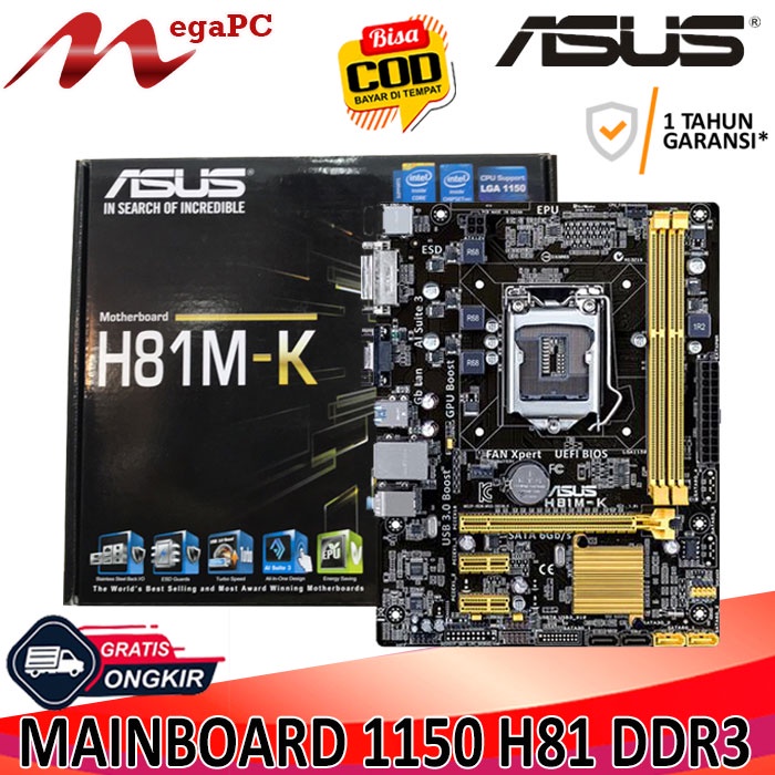 Mobo Mainboard Motherboard Intel LGA 1150 H81 DDR3 ASUS Garansi 1 Tahun