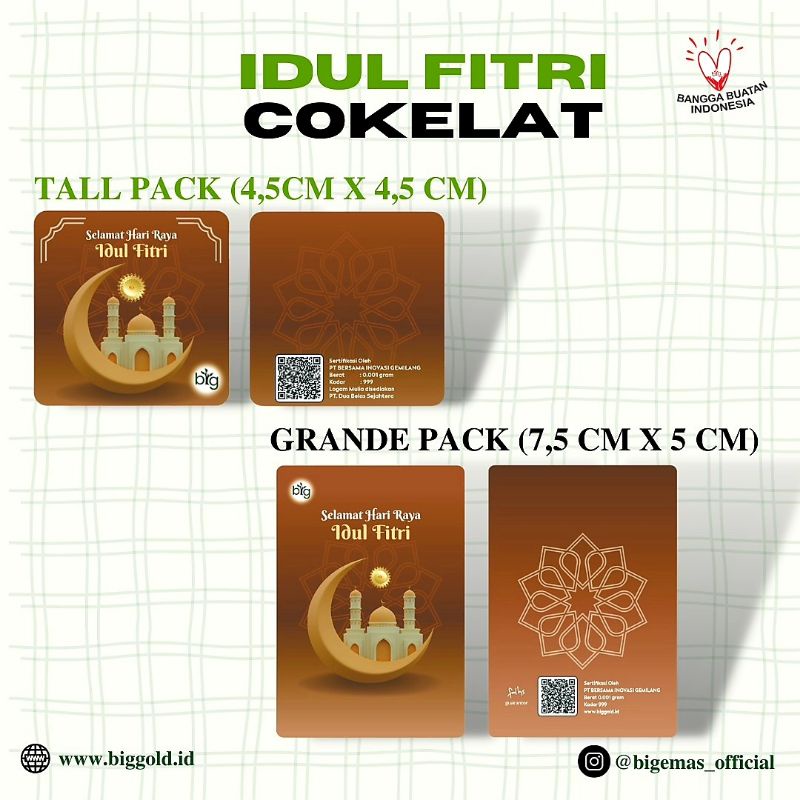 Emas Logam Mulia 24K BIG Gold 0,001 Gram , Edisi Idul Fitri Ramadhan Lebaran Eid Mubarak