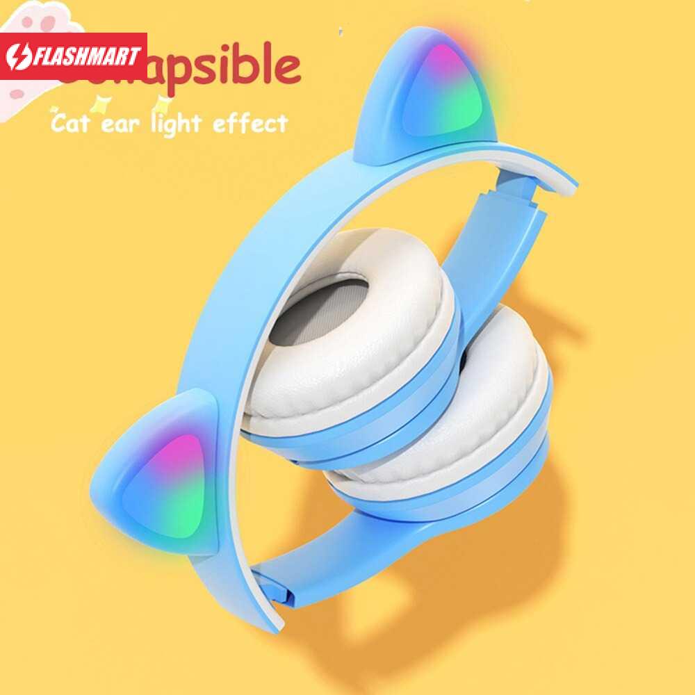 Flashmart Fuloophi Bluetooth Headset Headphone Telinga Kucing Cute Cat Ear - P47M