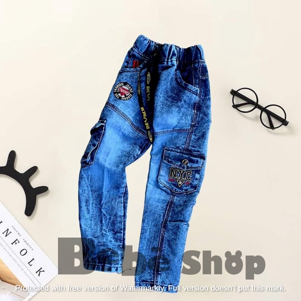 celana jeans anak laki-laki bahan denim usia 3 sampai 12 tahun