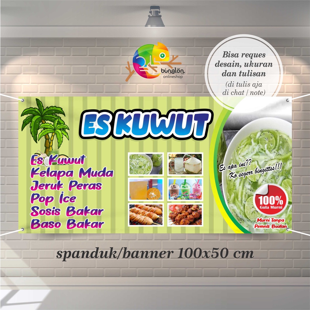 Spanduk Banner 100x50 Cm Spanduk Es Kuwut Murah