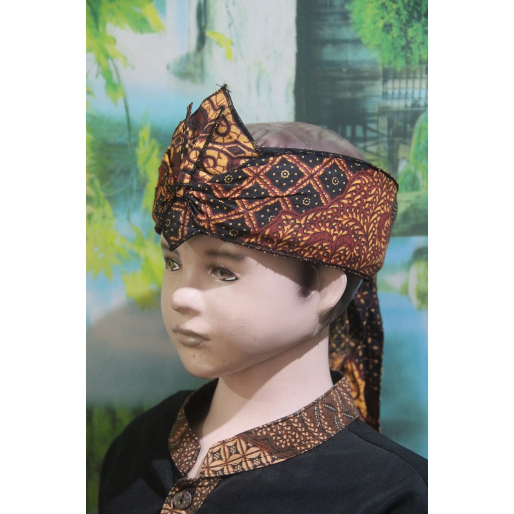 blangkon iket kepala sunda jawa batik tradisional anak atas BOLONG (COKLAT)