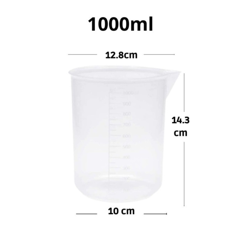 Beaker Measuring Cup Plastik Gelas Takar Lab Gelas Ukur Cairan Kimia - 1000ML