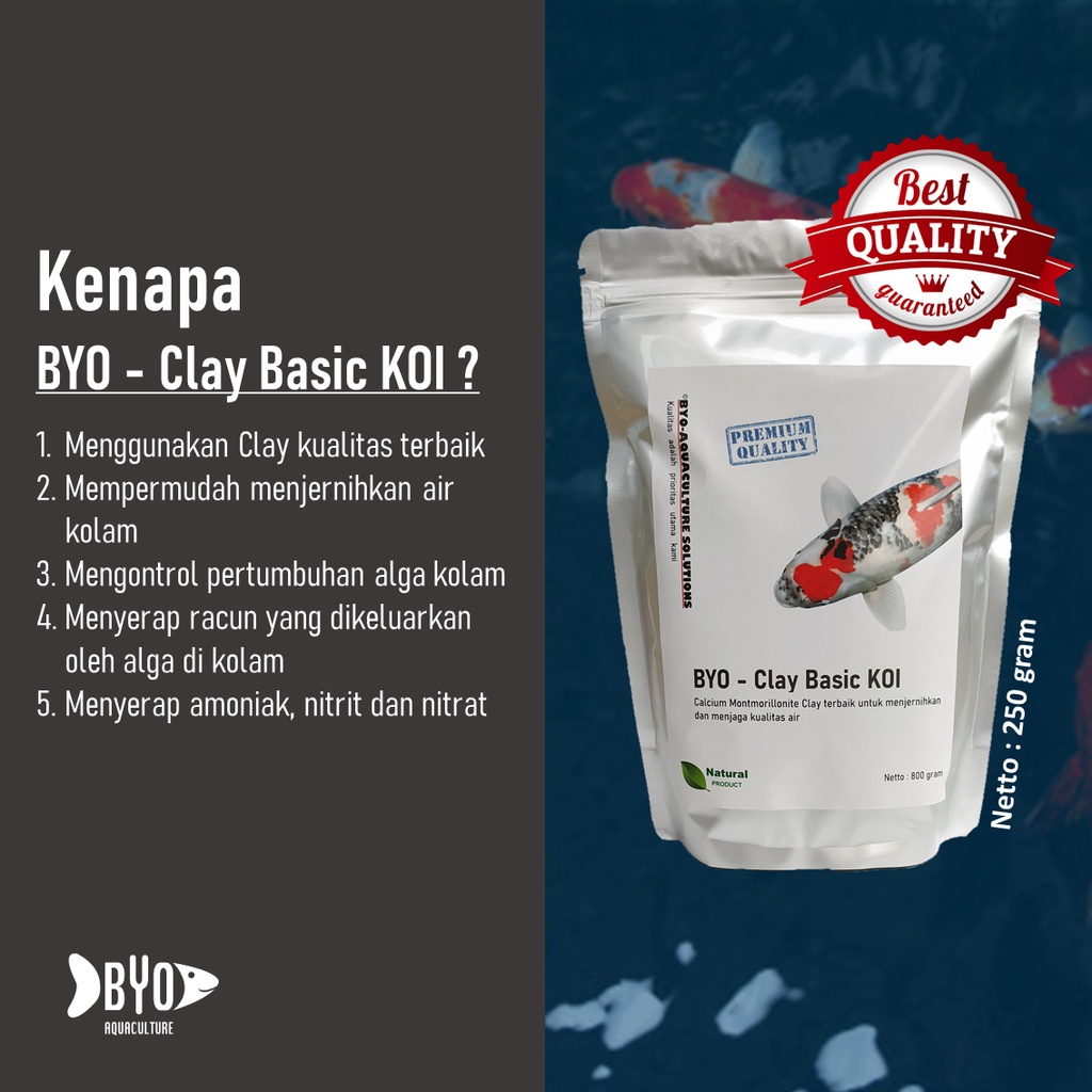 Clay Koi - Penjernih Kolam Koi / Clay Basic (Murni Clay) - BYO - Clay Basic 250 gram