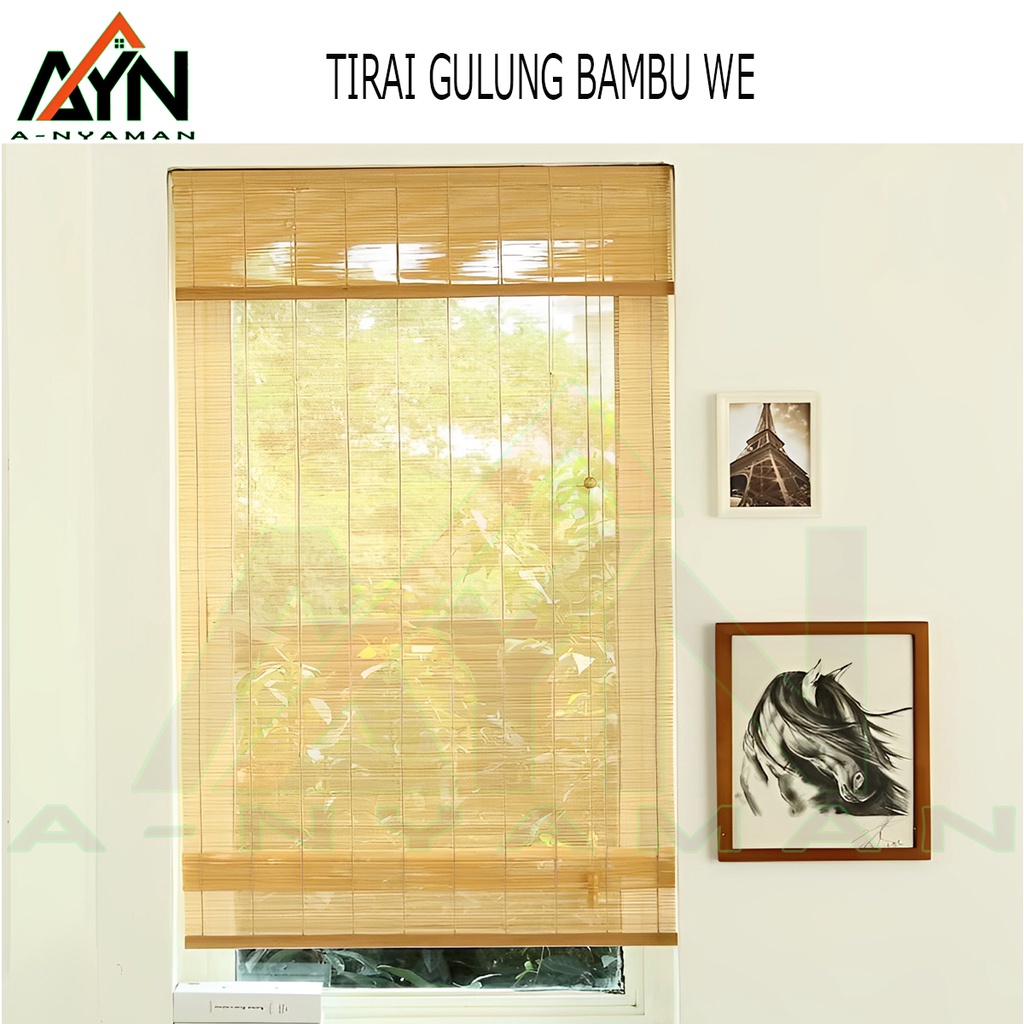 Tirai bambu we tirai bambu gulung indor jendela kaca rumah siap pakai